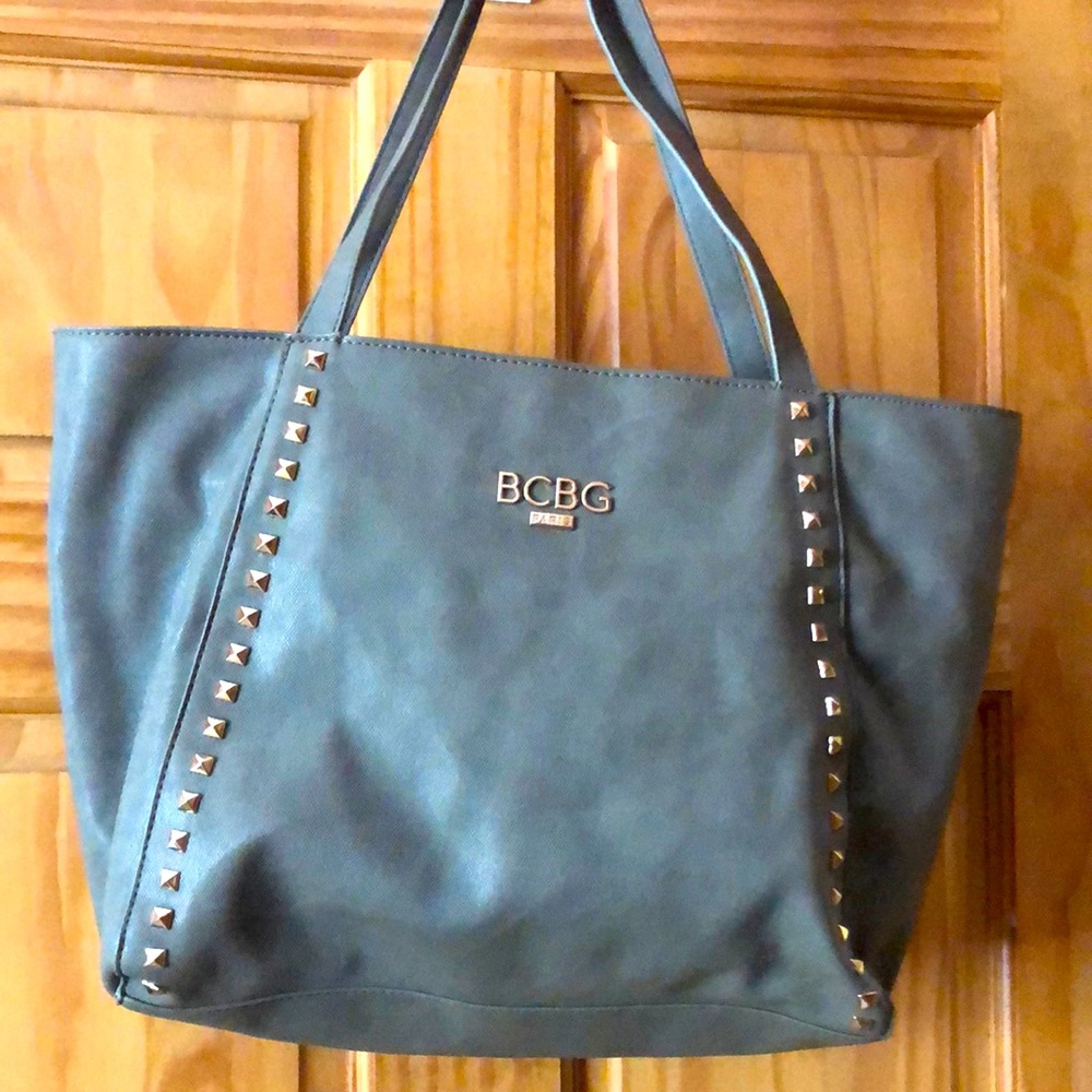 Muted Green, gold studded leather purse
